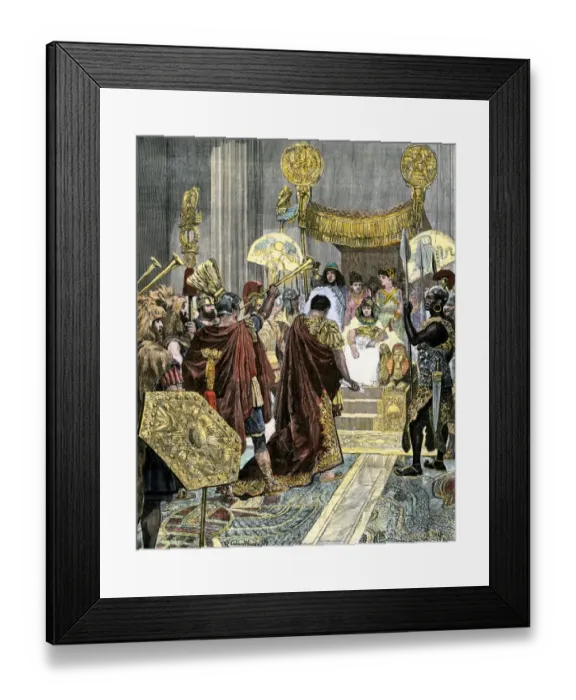 Framed Print : Cleopatra receiving Marc Antony in ancient Egypt Framed Print : Cleopatra receiving Marc Antony in ancient Egypt
