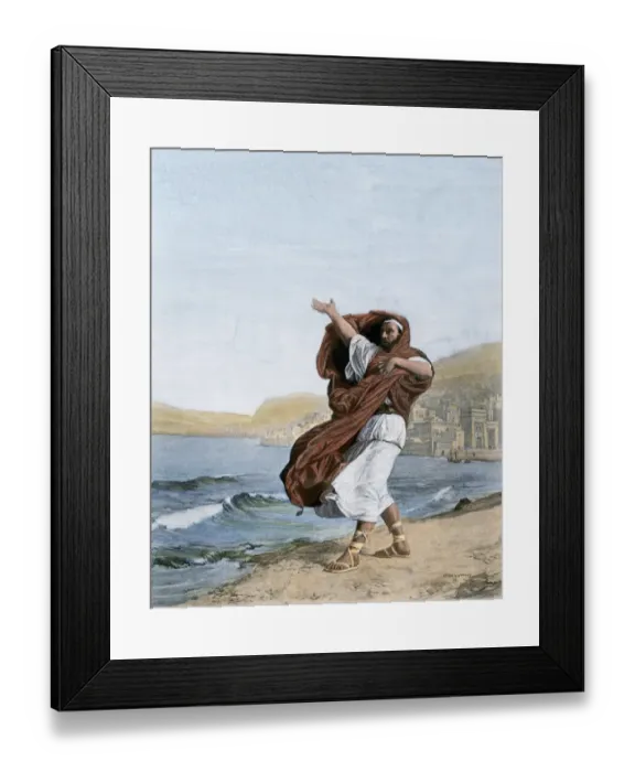 Framed Print : Demosthenes rehearsing near ancient Athens Framed Print : Demosthenes rehearsing near ancient Athens