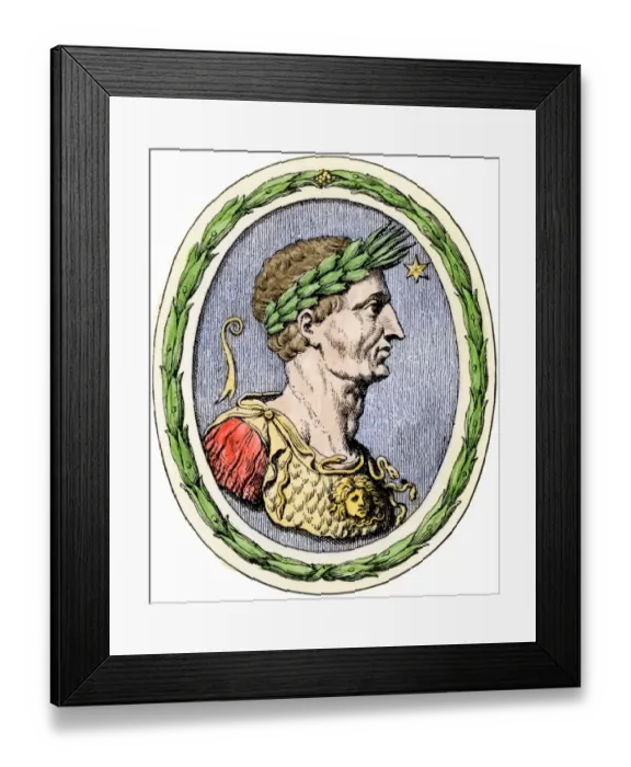 Framed Print : Hand-colored woodcut Framed Print : Hand-colored woodcut