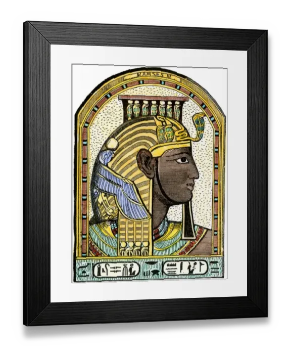 Framed Print : Pharaoh Ramses III. Hand-colored woodcut of a 19th-century illustration Framed Print : Pharaoh Ramses III. Hand-colored woodcut of a 19th-century illustration