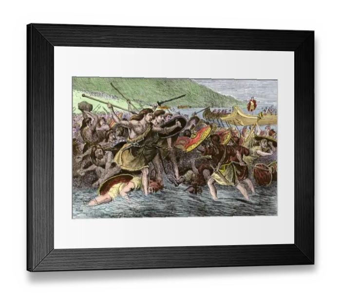 Framed Print : Roman army of Julius Caesar landing in Britain Framed Print : Roman army of Julius Caesar landing in Britain