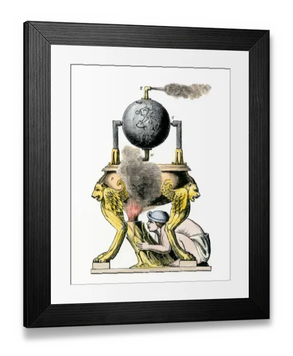 Framed Print : Ancient Greek aeolipile, or steam-engine Framed Print : Ancient Greek aeolipile, or steam-engine