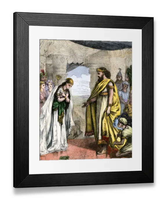 Framed Print : Queen of Sheba greeted by King Solomon Framed Print : Queen of Sheba greeted by King Solomon