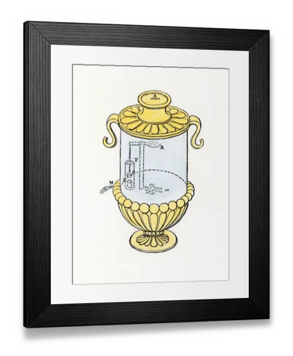 Framed Print : Coin-operated urn designed by Hero of ancient Alexandria Framed Print : Coin-operated urn designed by Hero of ancient Alexandria