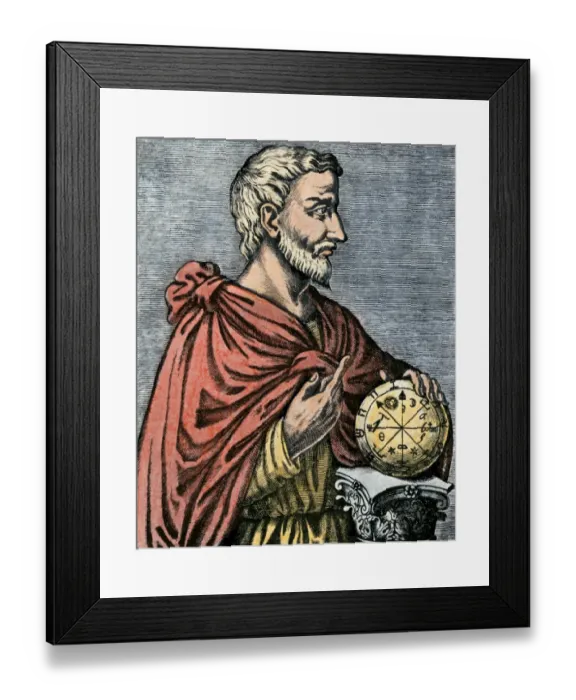 Framed Print : Pythagoras. Hand-colored engraving