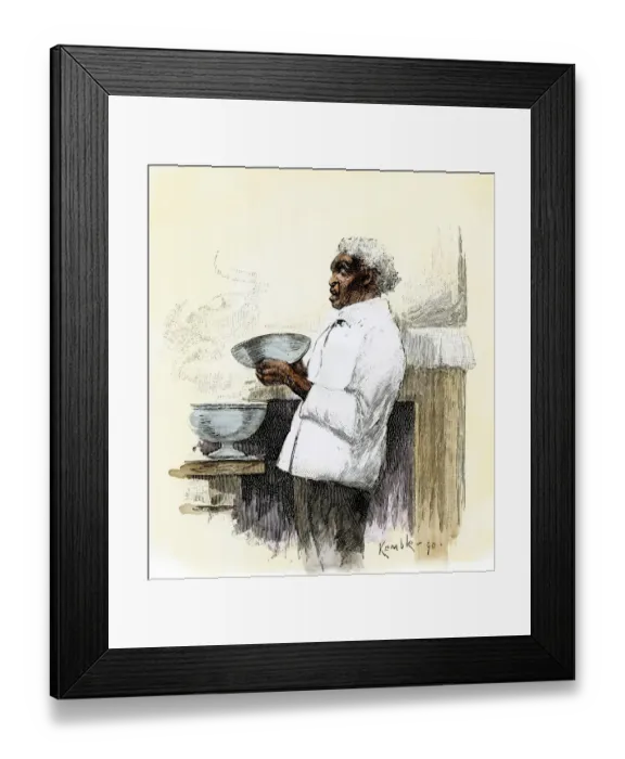 Framed Print : African-American serving dinner in a southern plantation Hand-colored woodcut Framed Print : African-American serving dinner in a southern plantation Hand-colored woodcut