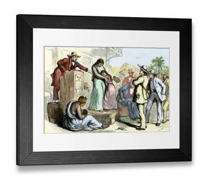 Framed Print : Slave auction before the US Civil War