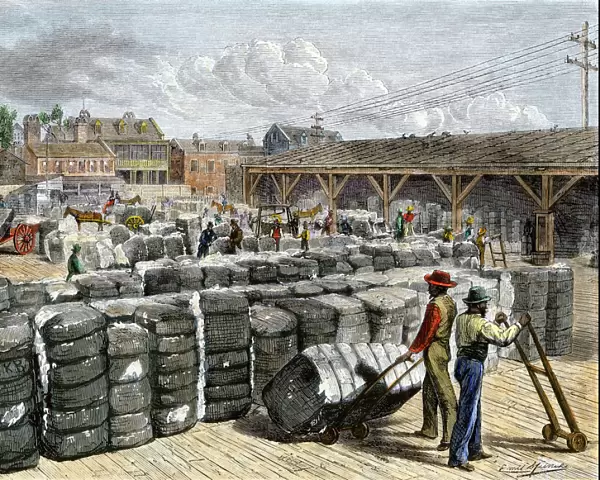 Cotton wharf in Charleston SC, 1870s