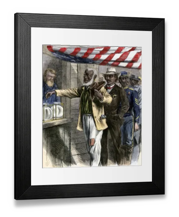 Framed Print : Black citizens casting their first ballots, 1867
