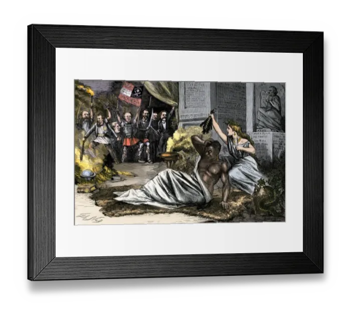 Framed Print : Voting rights cut away from a black Sampson, 1868