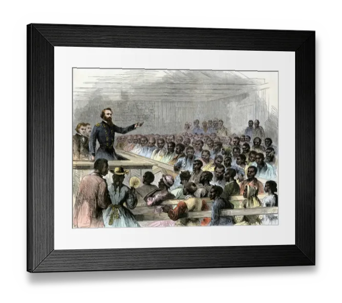 Framed Print : Former slaves meeting with federal officials in North Carolina, 1866 Framed Print : Former slaves meeting with federal officials in North Carolina, 1866