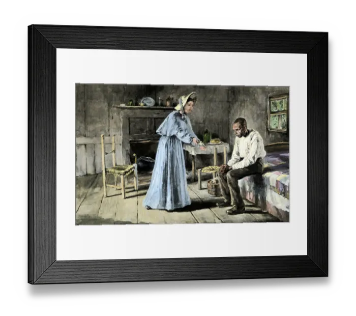 Framed Print : Woman urging a slave to escape Framed Print : Woman urging a slave to escape