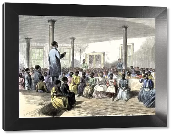 Freed slaves attending school in Charleston, South Carolina, 1866