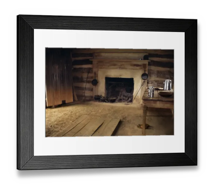 Framed Print : Interior of slave cabin where Booker T. Washington was born Framed Print : Interior of slave cabin where Booker T. Washington was born