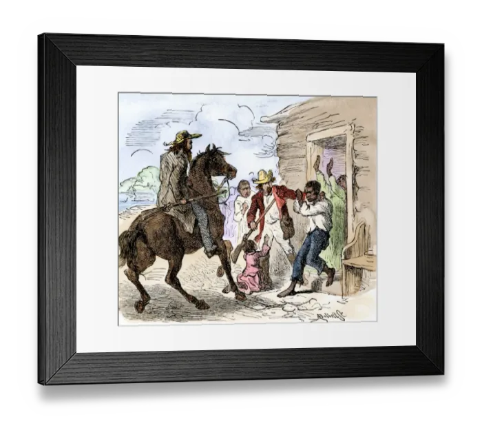 Framed Print : Slave catchers capturing a fugitive slave Framed Print : Slave catchers capturing a fugitive slave