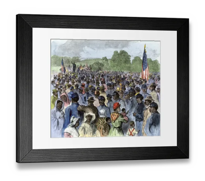 Framed Print : Emancipation Proclamation explained to former slaves in Louisiana Framed Print : Emancipation Proclamation explained to former slaves in Louisiana