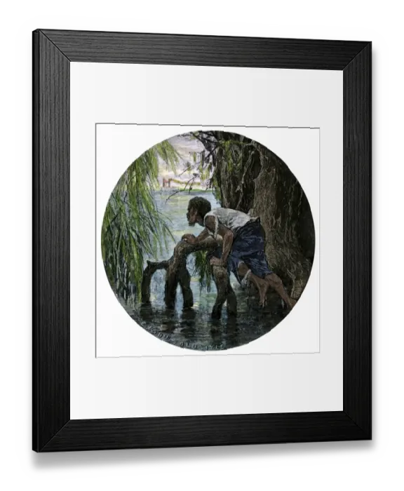 Framed Print : Slave crossing the Ohio River to escape the South Framed Print : Slave crossing the Ohio River to escape the South