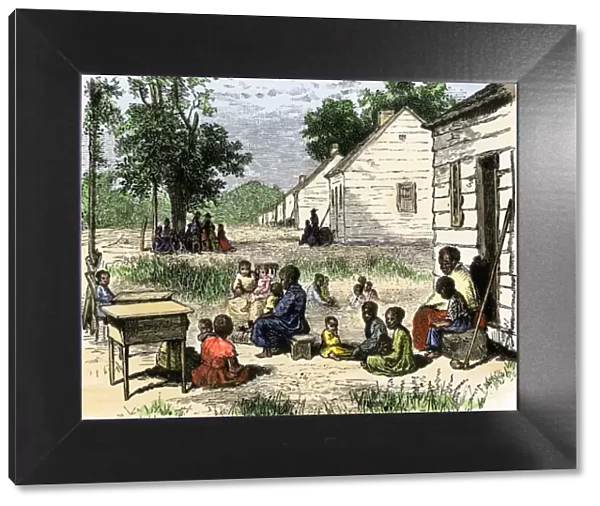 Slave cabins on a plantation