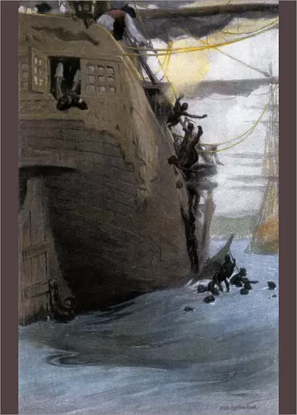 Africans jumping from a slave ship, 1700s