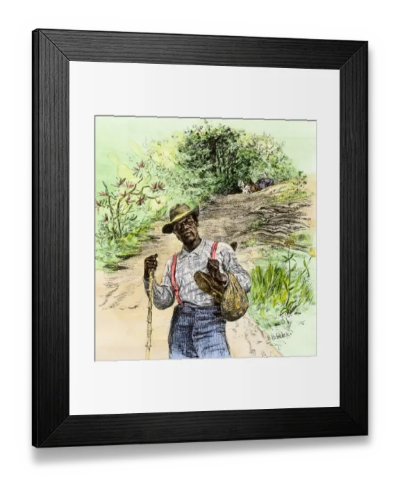 Framed Print : African-American man traveling on foot Framed Print : African-American man traveling on foot
