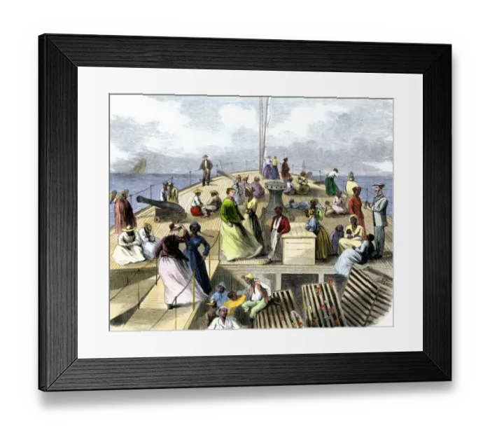 Framed Print : Former slaves on a boat to the North after the Civil War Framed Print : Former slaves on a boat to the North after the Civil War