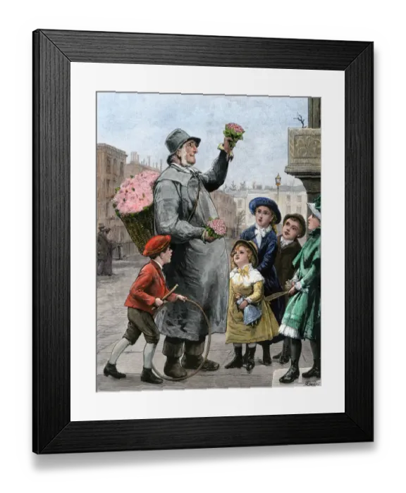Framed Print : London flower vendor, 1800s