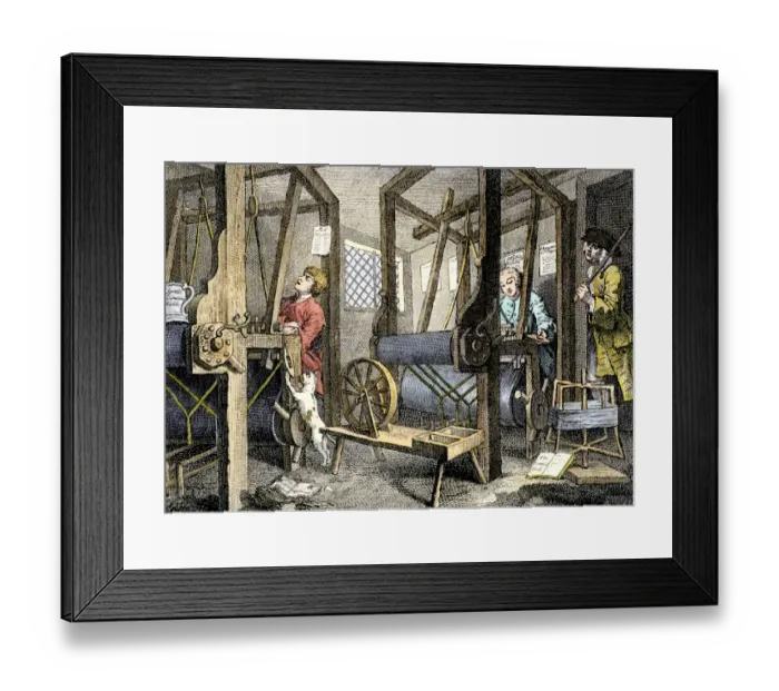 Framed Print : Weaving at Spitalfields, England, 1700s