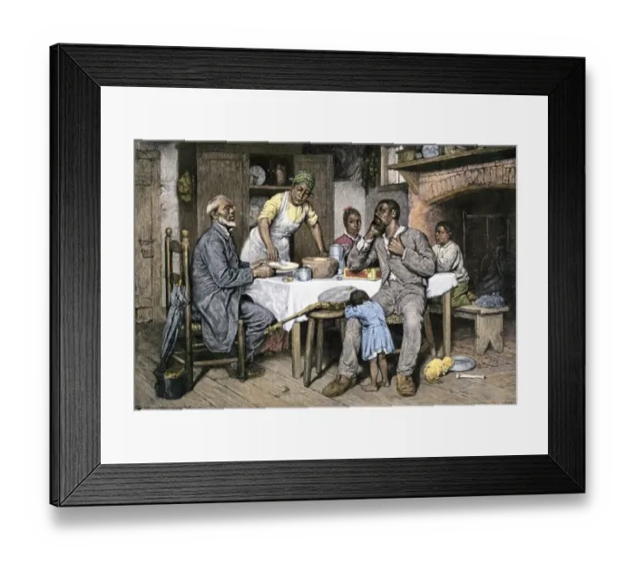 Framed Print : Visiting pastor having dinner with an African-American family