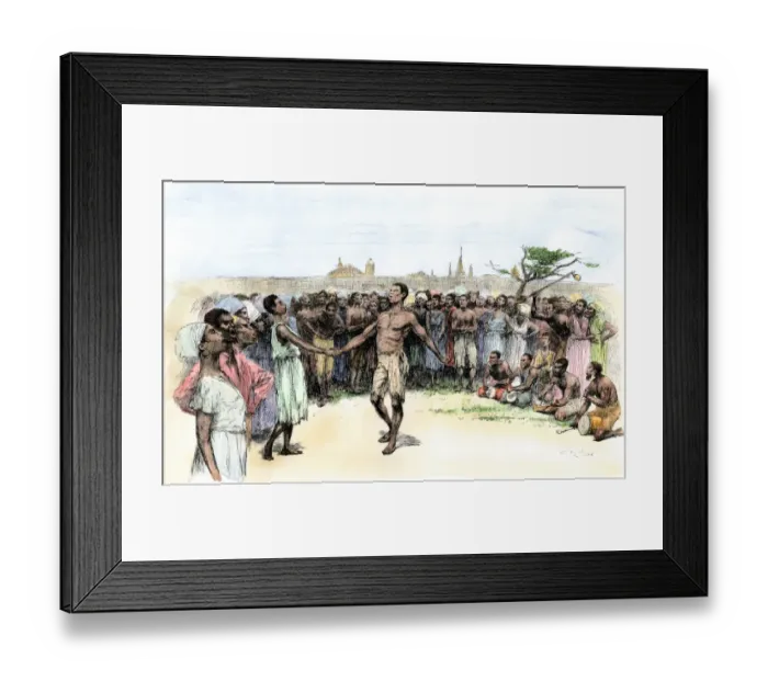 Framed Print : African-Americans dancing and singing the Bamboula Framed Print : African-Americans dancing and singing the Bamboula