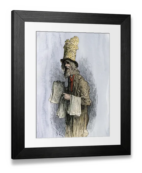 Framed Print : Street vendor in London, 1800s