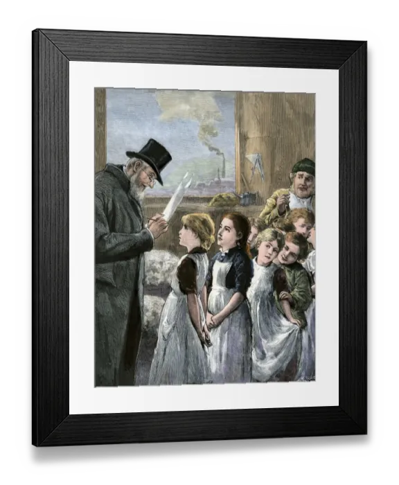 Framed Print : Child laborers inspected in Britain, 1880s Framed Print : Child laborers inspected in Britain, 1880s
