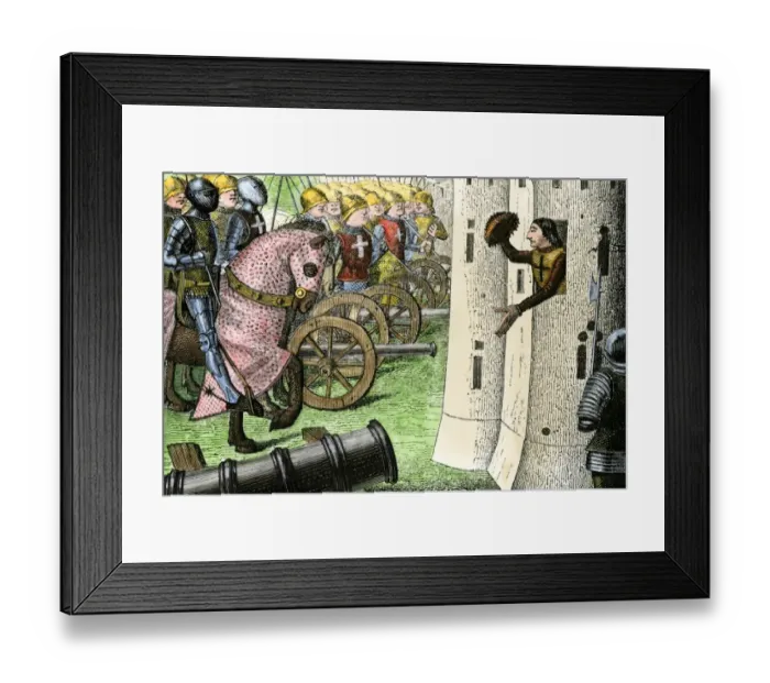 Framed Print : Surrender of a French town during the Hundred Years War