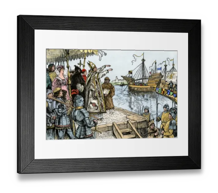 Framed Print : English fleet sailing for France, Hundred Years War Framed Print : English fleet sailing for France, Hundred Years War