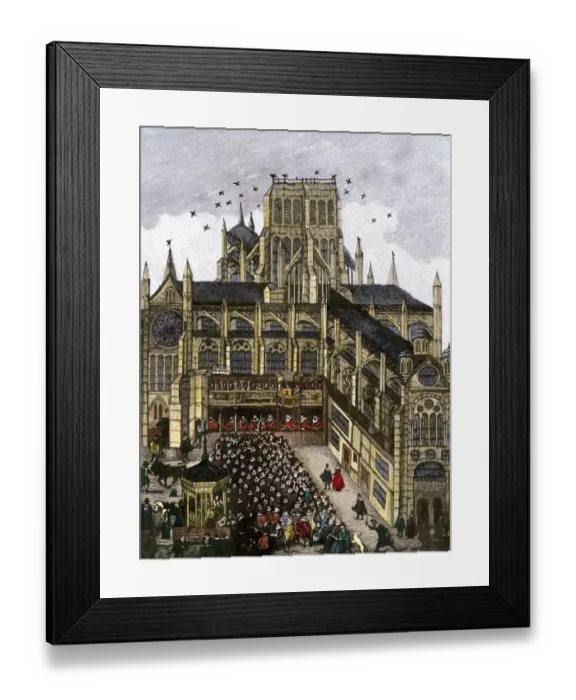 Framed Print : Preaching before King James I at Pauls Cross
