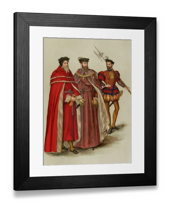 Framed Print : Elizabethan lords and a halberdier Framed Print : Elizabethan lords and a halberdier
