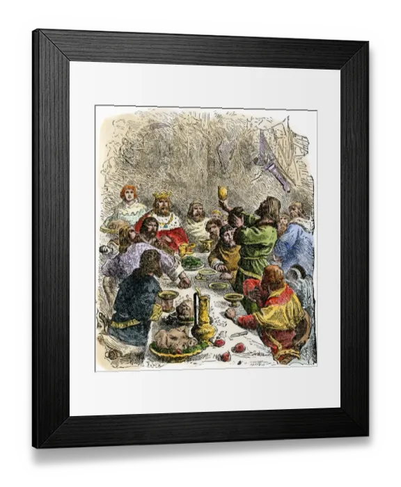 Framed Print : Irish feast in olden days