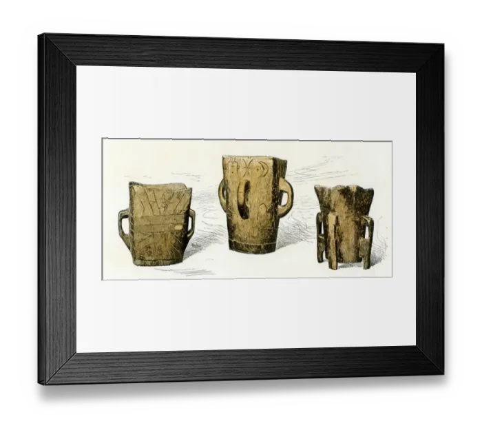 Framed Print : Celtic wooden drinking vessels Framed Print : Celtic wooden drinking vessels