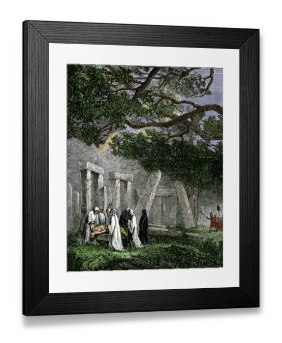 Framed Print : Druid human sacrifice at Stonehenge stopped by Roman soldiers Framed Print : Druid human sacrifice at Stonehenge stopped by Roman soldiers