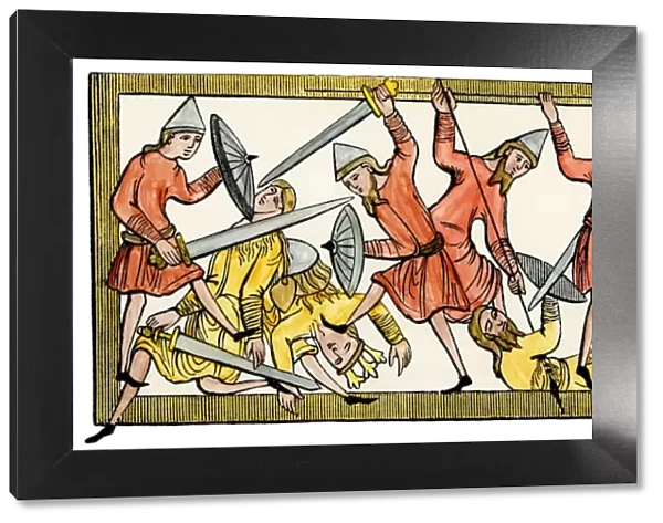 Medieval Saxons in battle