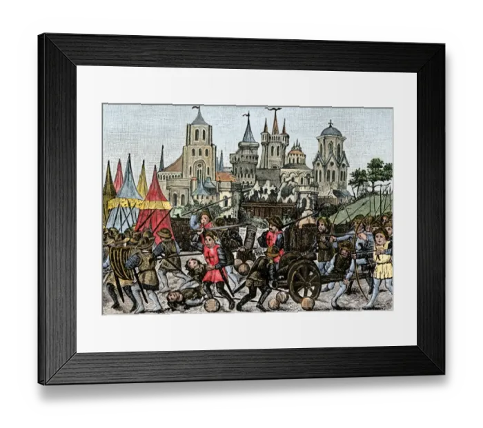 Framed Print : Early cannon used in battle, early 1500s Framed Print : Early cannon used in battle, early 1500s