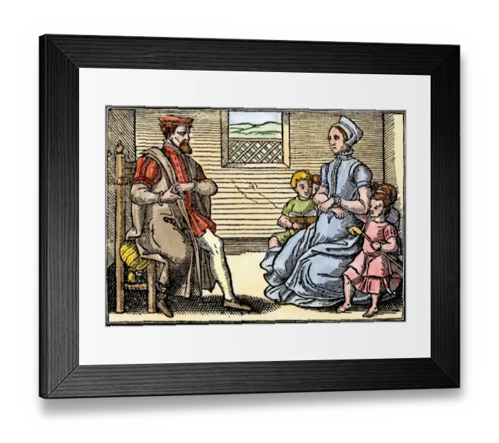 Framed Print : Puritan family in England, 1600s Framed Print : Puritan family in England, 1600s