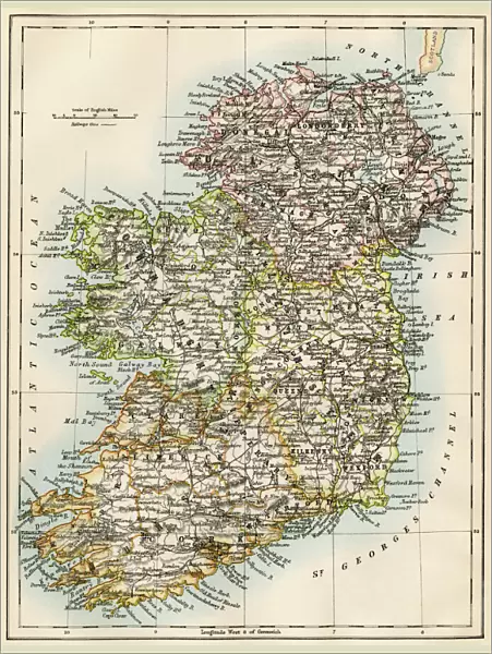 Ireland map, 1870s