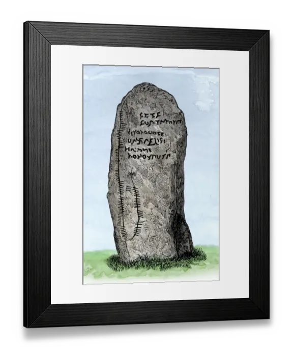 Framed Print : Ogham stone, Scotland Framed Print : Ogham stone, Scotland