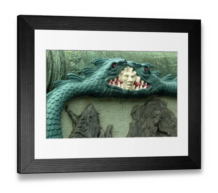 Framed Print : Dragons and other decorations on a medieval Belgian cannon Framed Print : Dragons and other decorations on a medieval Belgian cannon