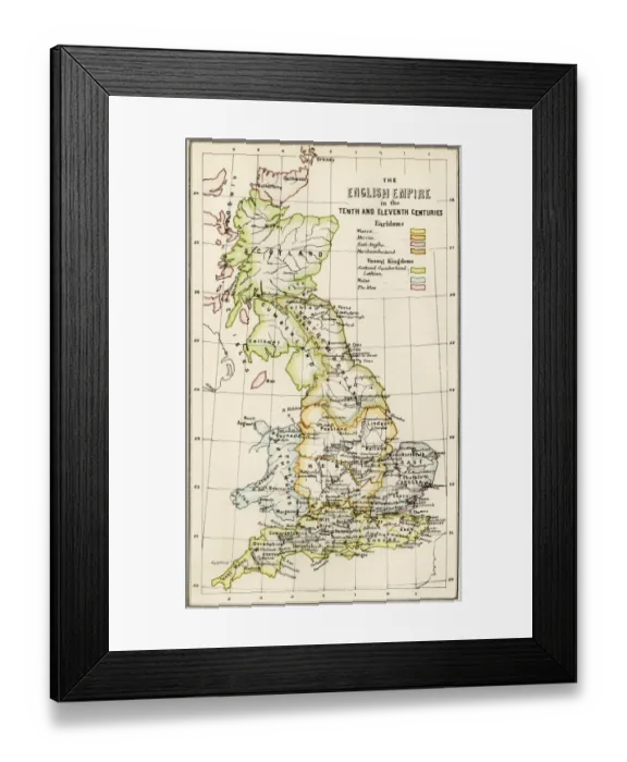 Framed Print : Map of English holdings in the 10th and 11th centuries Framed Print : Map of English holdings in the 10th and 11th centuries