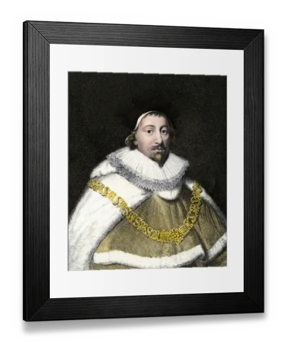 Framed Print : Edward Coke. Hand-colored engraving of a contemporary portrait Framed Print : Edward Coke. Hand-colored engraving of a contemporary portrait
