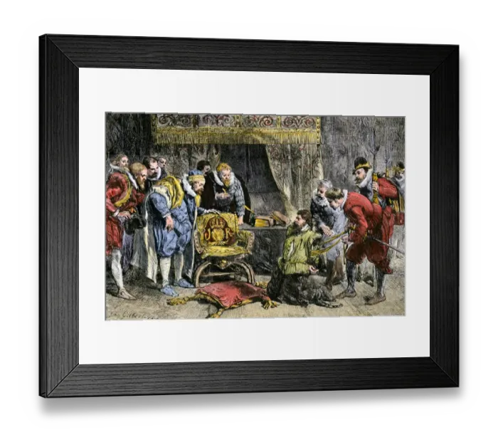 Framed Print : Guy Fawkes brought before King James I after discovery of the Gunpowder Plot Framed Print : Guy Fawkes brought before King James I after discovery of the Gunpowder Plot
