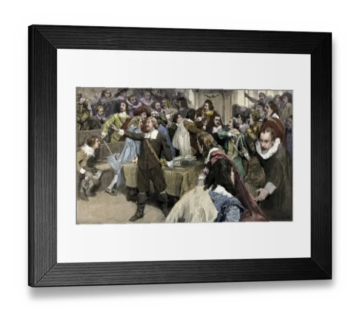 Framed Print : Oliver Cromwell making his first speech in Parliament Framed Print : Oliver Cromwell making his first speech in Parliament