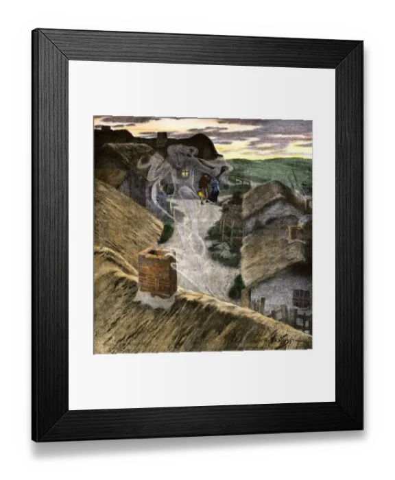 Framed Print : Banshee wailing to foretell death in an Irish village Framed Print : Banshee wailing to foretell death in an Irish village