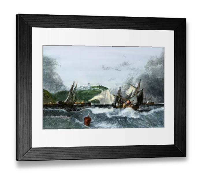Framed Print : Sailing in the English Channel, 1800s Framed Print : Sailing in the English Channel, 1800s